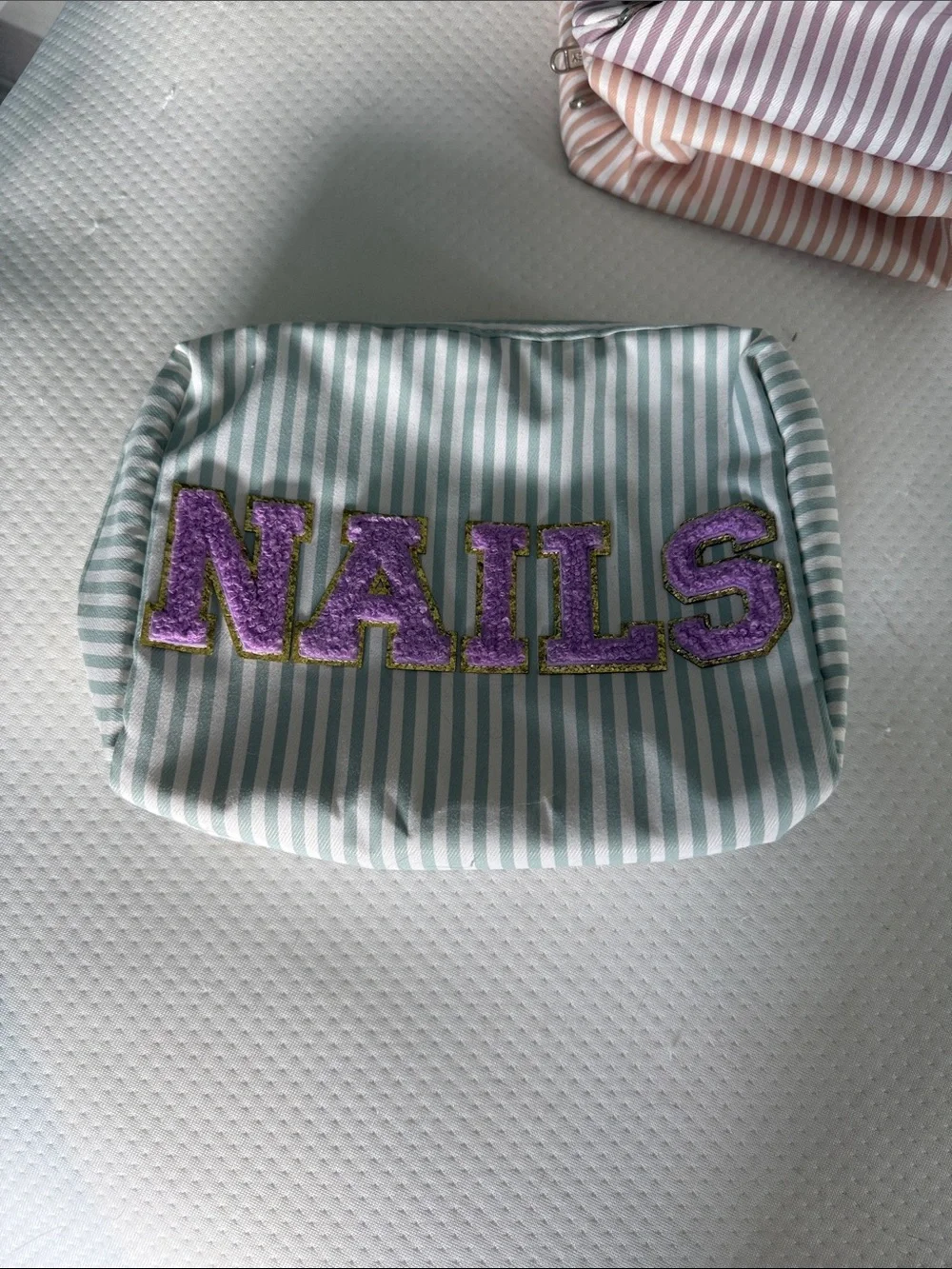 Personalized Striped Cosmetic Bags